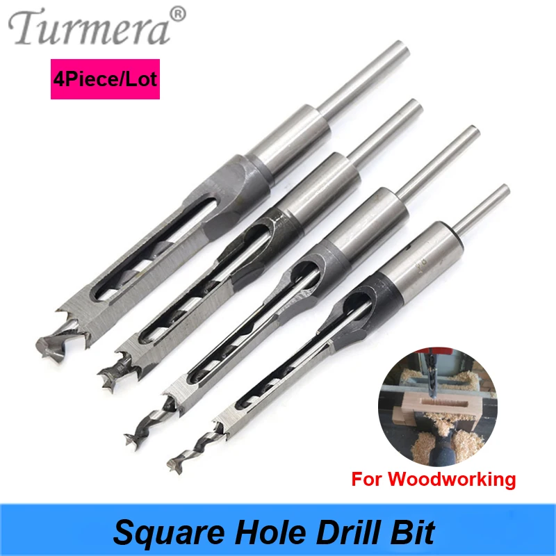 Turmera 1/4 to 1/2 Square Hole Drill Bit 45 Steel Mortising Drilling Woodworking Tools for Drill Square Opening Screwdriver 7PCS