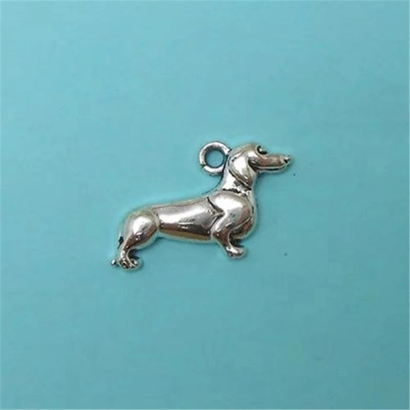 10 pcs Dachshund Charms Antique Silver Color Tone Wiener Dog Charm Doxie Dog Charm 22X13mm