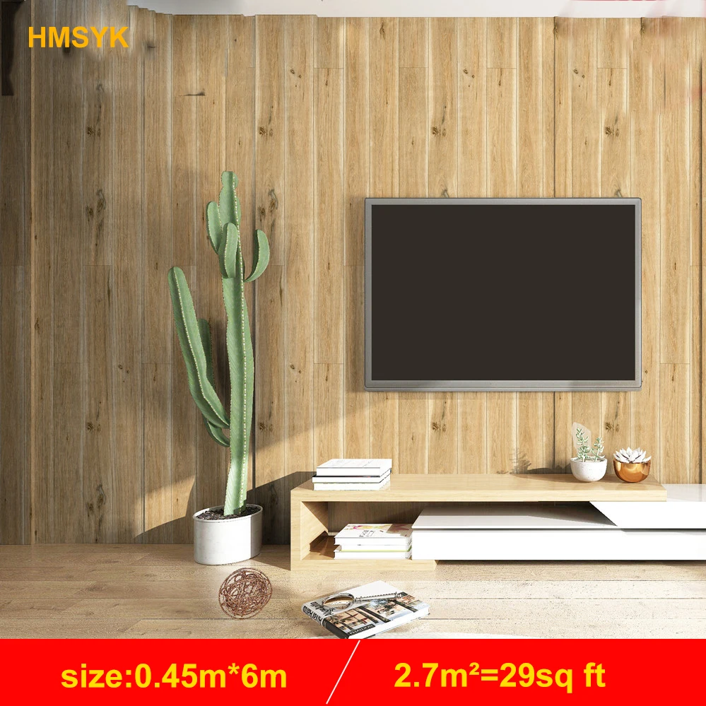 

6m Home Decor 6m 3D PVC Wood Grain Wall Paper Brick Stone Wallpaper Self-Adhesive Living Room Bedroom Wall Stickers Decoration