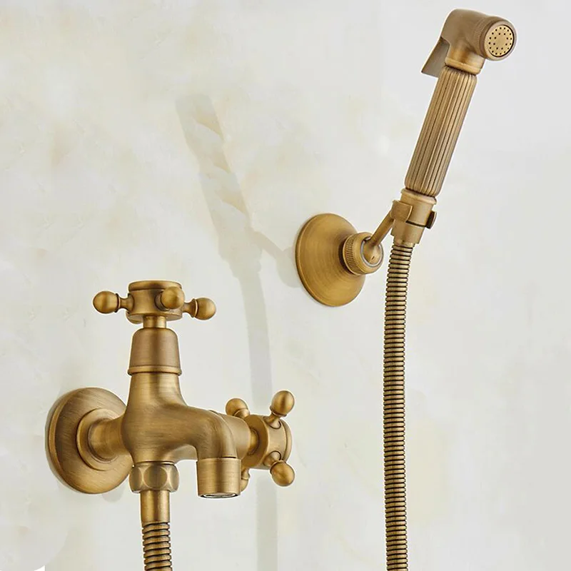 Wc Bidet Rubinetti In Ottone Antico Bagno Doccia Blow-fed Ugello della Pistola A Spruzzo Bidet Rubinetto di Acqua Fredda Singolo Rubinetti Vasca Da