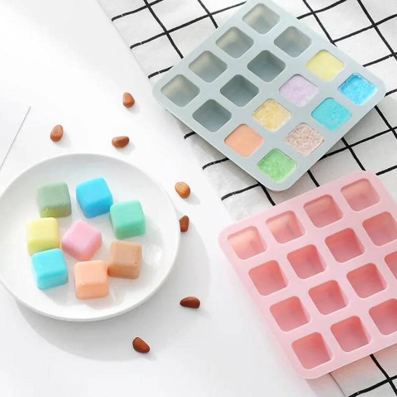 50pcs Food Grade 16 Cavity Silicone Bar Ice Cube Tray Mini Ice Cubes Small Square Mold Ice Maker Kitchen