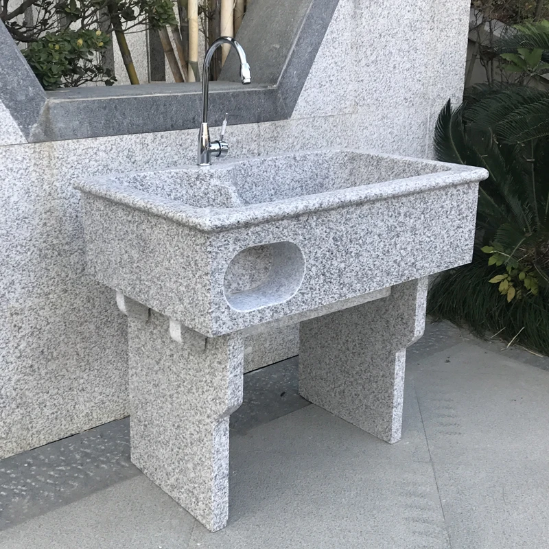 Marble Laundry Tub with Washboard PCs Household Stone Laundry Sink Integrated Outdoor Granite Laundry Basin Outdoor