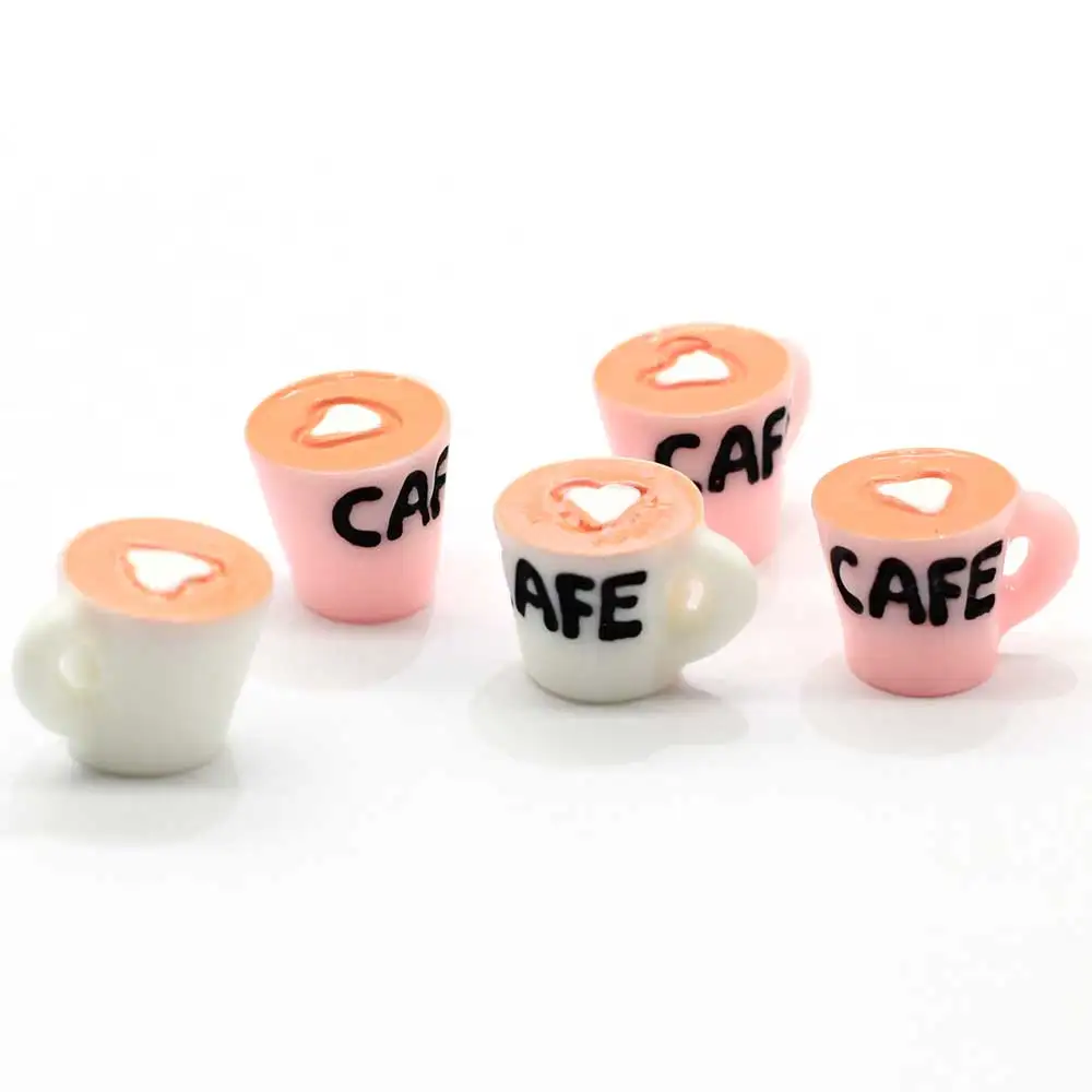 New Novelty Kawaii Coffee Cup Flatback Resin Cabochon Craft Dollhouse Miniature Coffee Mugs For DIY Hair Bow Decorati