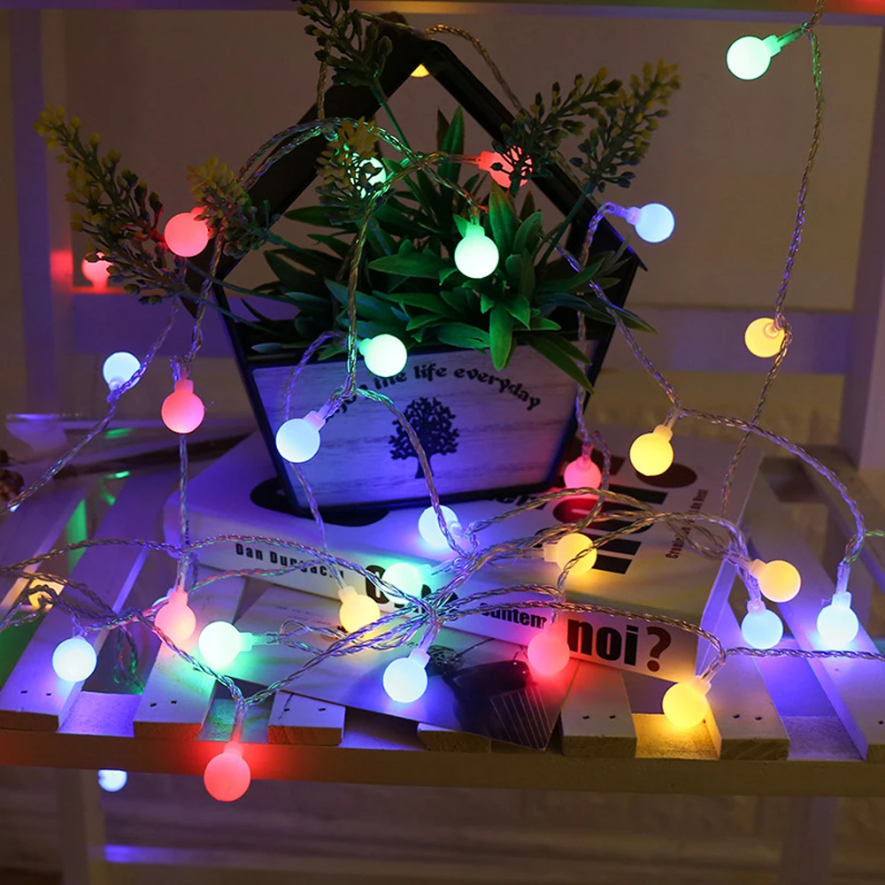 Girlanda 1.5M 3M 6M 10M USB/AA Bateria LED Ball String Lights Świąteczne lampki świąteczne na wesele Holiday Party dekoracja wnętrz