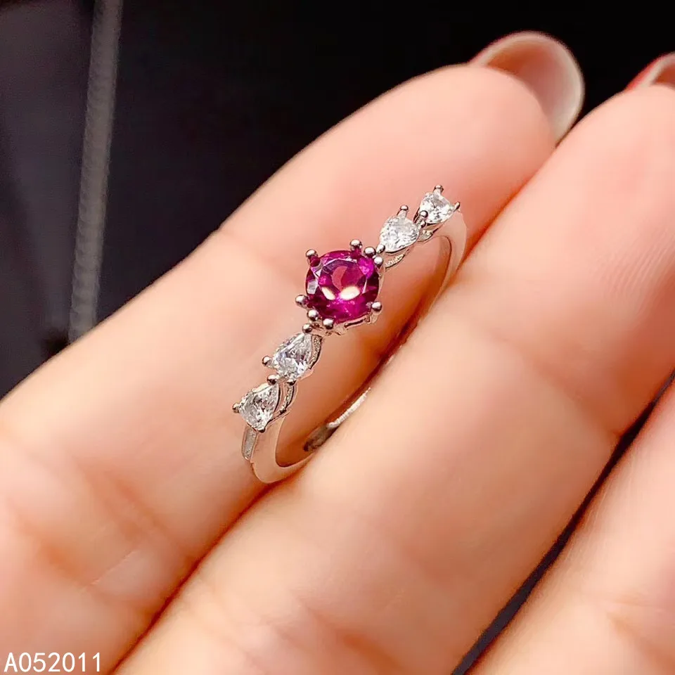 

KJJEAXCMY fine jewelry natural garnet 925 sterling silver adjustable trendy gemstone women ring support test hot selling