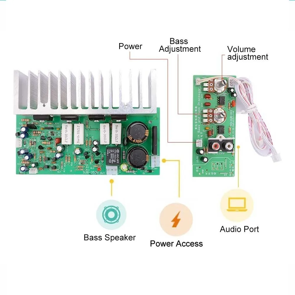 350W Subwoofer Amplifier Board Mono High Power DIY Sub 10-12Inch Speaker AC24-28V