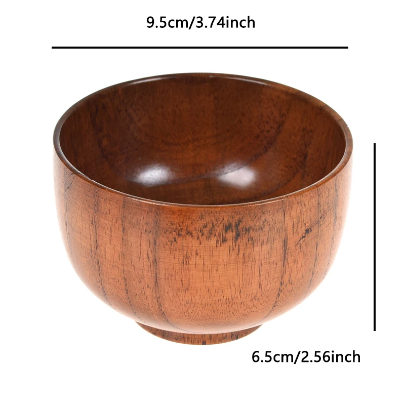 Wooden Bowl Japanese Style Soup Salad Rice Sugar Natural Coconut grinding Tableware Food Utensil Kitchen Ramen Noodles Dinner