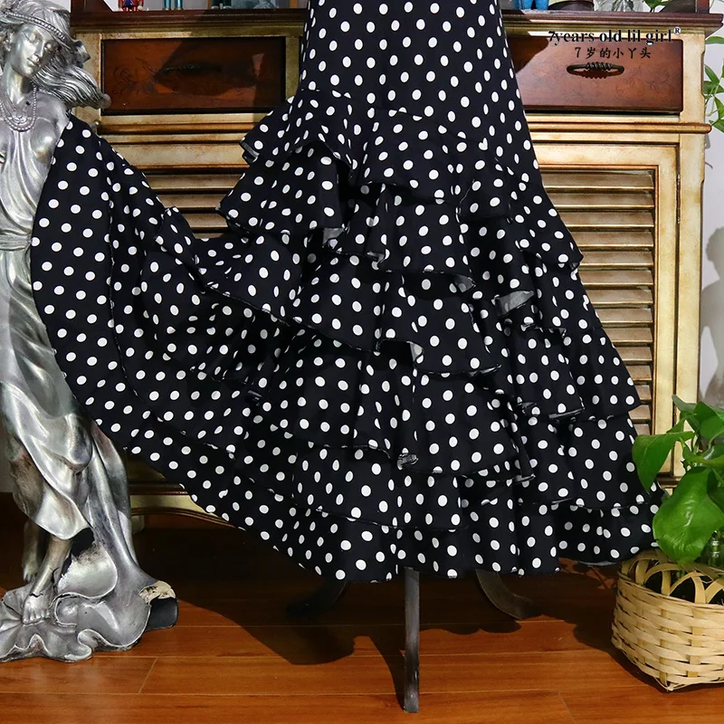 Spanish Dance Dress Flamenco Practice Skirt Wear Women GI03