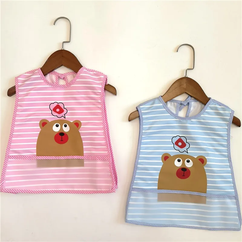 Cartoon animal baby boy bib cloth waterproof adjustable girl short-sleeved plastic breastfeeding practice eating children apron