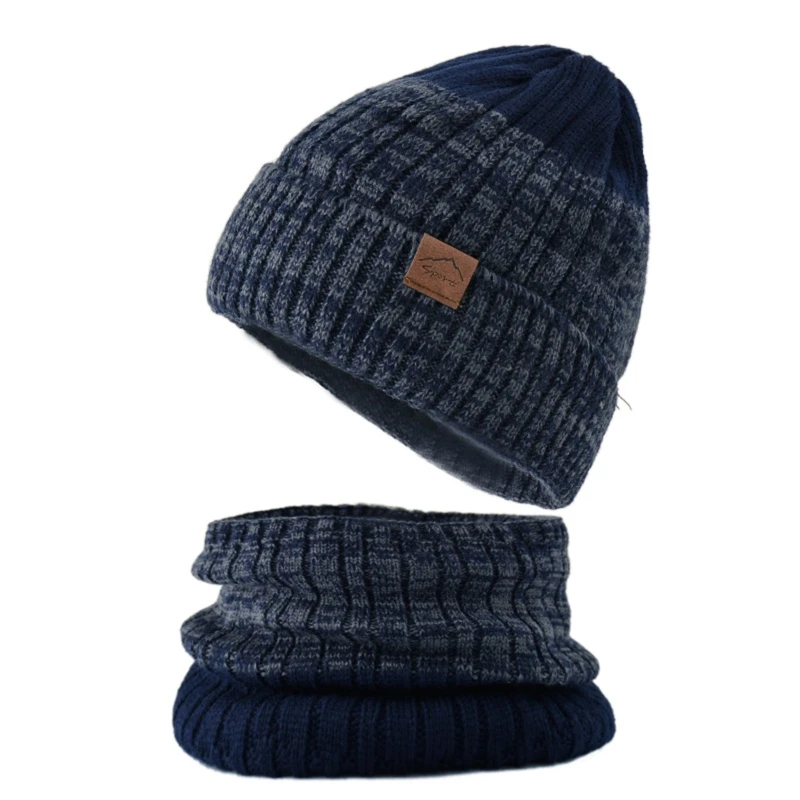 Winter Farbe Passenden Beanie Hut Schal Set Warm Slouchy Kalten Wetter Stricken Caps