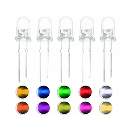 100 pz 5mm Diodo LED 5 mm Kit assortito Bianco Verde Rosso Blu Giallo Arancione Rosa Viola Bianco caldo Diodo emettitore di luce fai da te