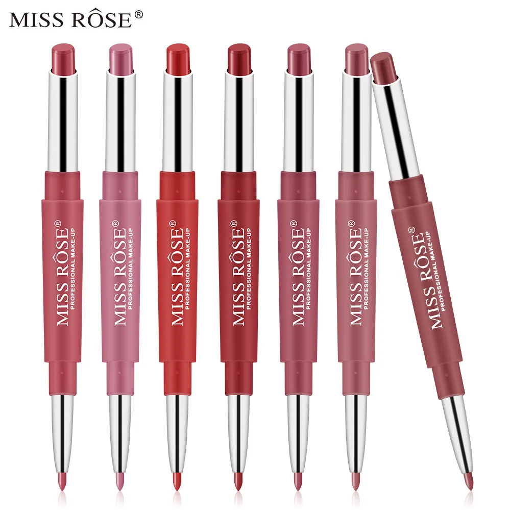 creative automatic rotation multifunctional waterproof beautiful makeup matte fog face double head Red Lip Pencil Lip Liner Pen