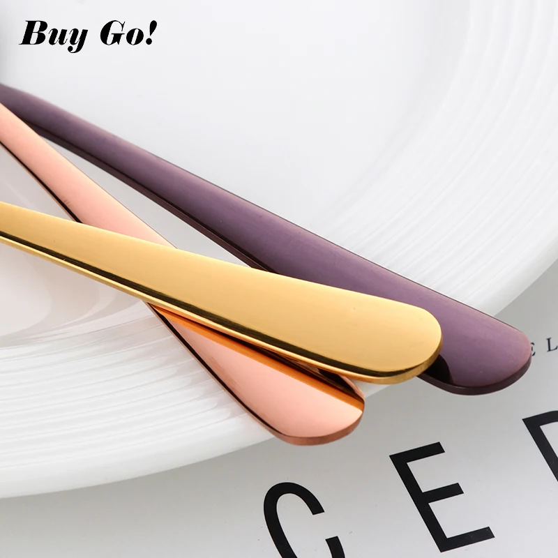 1PCS Mini Tea Spoon Stainless Steel Cutlery Set Unique Rainbow Dessert Spoon Gold Tea Spoons Small Coffee Spoon Scoop