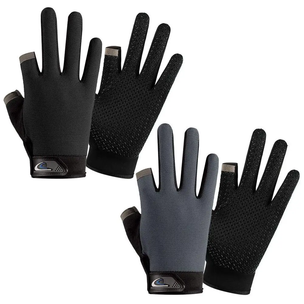 Guantes de pesca al aire libre transpirables, 2 dedos cortados, guantes tácticos sin dedos para bicicleta, pesca, ciclismo, viajes a campo traviesa