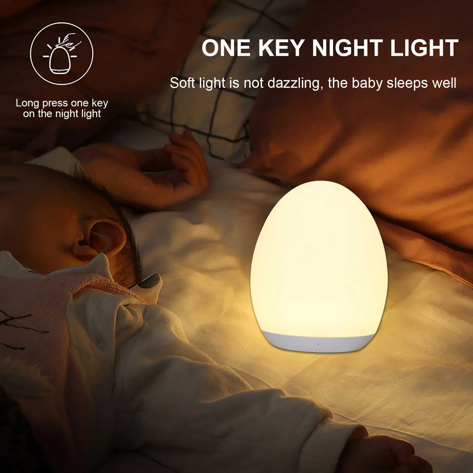 Egg Shaped Dimming Function Night Light 8 Colors RGB Changing USB Night Lights Nursery Squishy Night Lamp for Bedroom