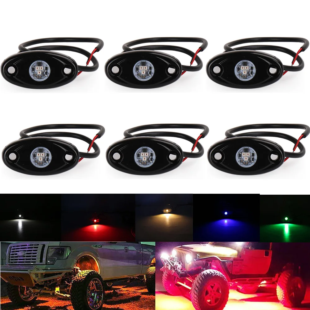 2/4Pcs Led Rock Lights Kit For Jeep Atv Suv Offroad Car Boat Underbody Glow Trail Rig Lamp Underglow Led Neon Trail Rig Lights