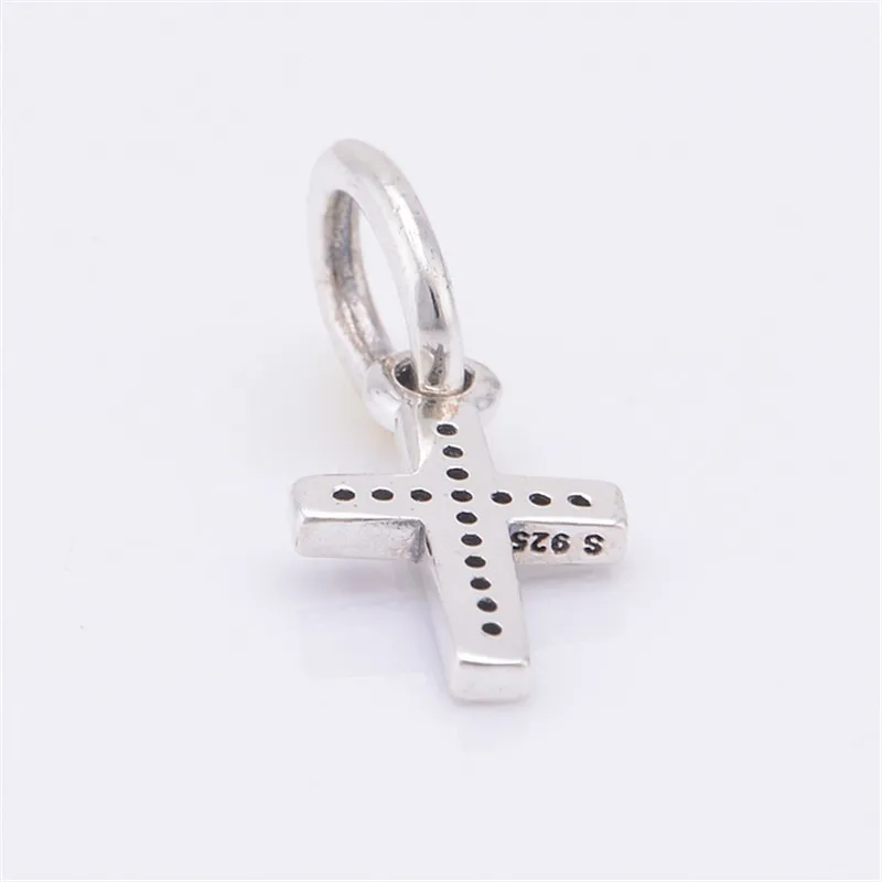 2 Designs Clear CZ Rose Golden & Silver Cross Pendant Crystal Charms for Silver 925 Original Charms Bracelets DIY Dangle Jewelry image 2