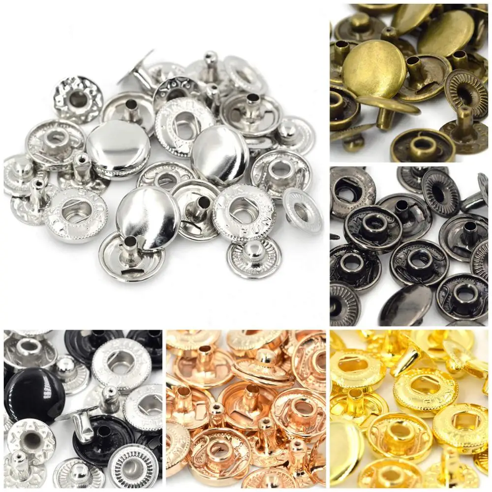 Kalaso #655 #633 #831 50sets 10mm 12.5mm 15mm Metal Press Studs Sewing Snap Button Fasteners Leather Craft Diy Supplies