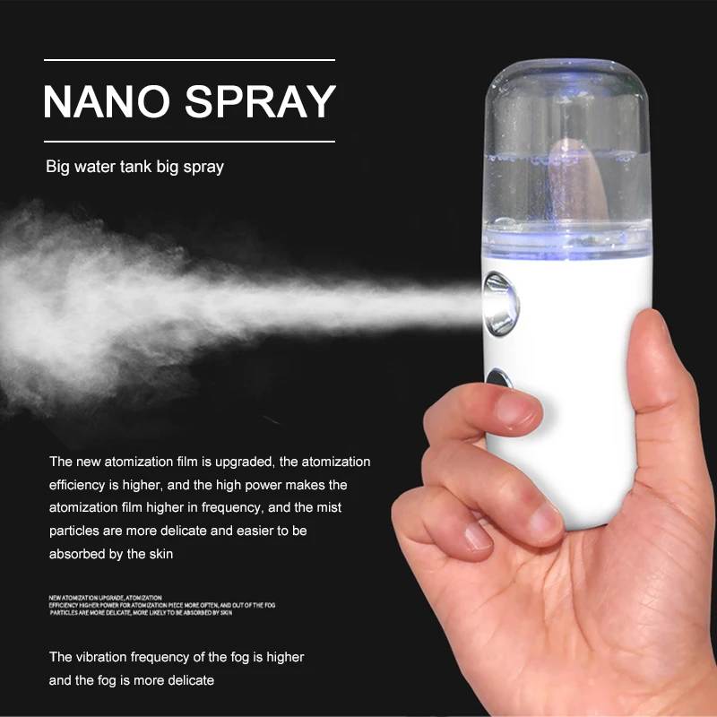 Nano Facial Sprayer Face Steamer Rechargeable Humidifier Nebulizer Portable Hydrating Moisturizing Women Beauty Water Skin Care