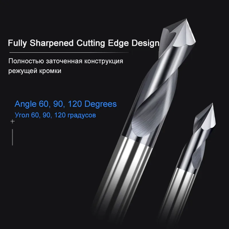 Imagem -03 - Cnc Router Bit Fresa Carbide End Mill Spot Drill Chanfro Start Location Center Bit 60 90 120 Graus 0520 mm