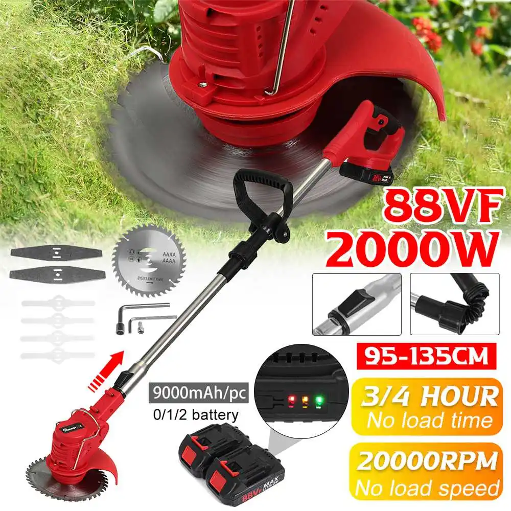Li-ion sem Fio Aparador de Grama 2000w 88vf Elétrica Cortador de Grama Cortador de Corda de Liberação Automática Poda Jardim Ferramentas 9000mah
