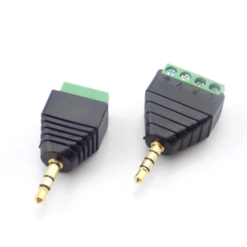 3.5mm Jack Headphone Plug 3 Pole/4 Pole Stereo Solderless Connector Audio Head To Terminal DIY Plug