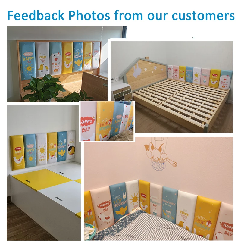 Cartoon Animal Bed Headboards Anti-Collision Tatami Kids Bedroom Decor 3d Sticker Bedhead Cabecero Headrests Board Head Bed