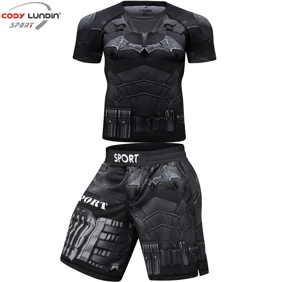 MMA Rashguard T Shirts+Pants Rash Guard Shorts BJJ Tracksuit Boxing Jerseys Muay Thai MMA Compression Men Kickboxing Sport Sets