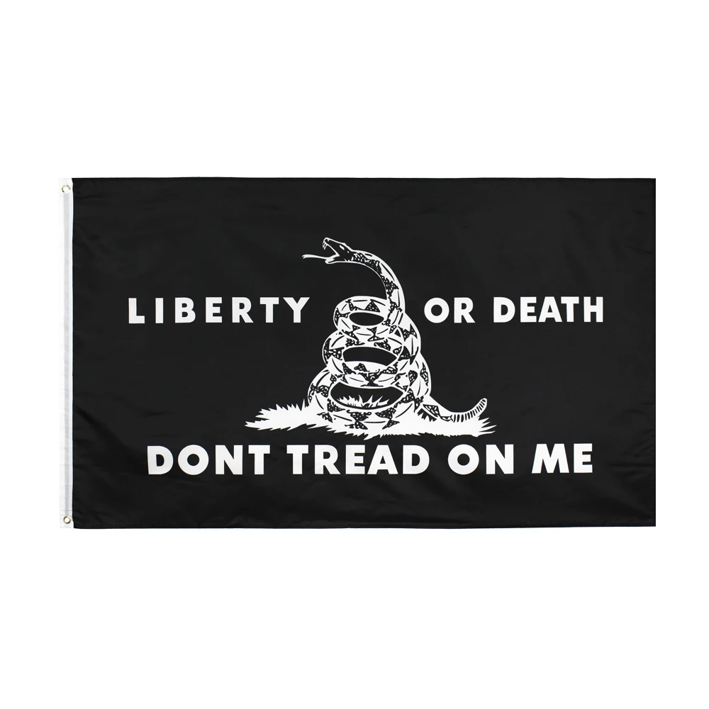 FLAGHUB 60X90 90X150cm Liberty or death Black Tread Tea Party Rattle Snake Gadsden Flag For Decoration