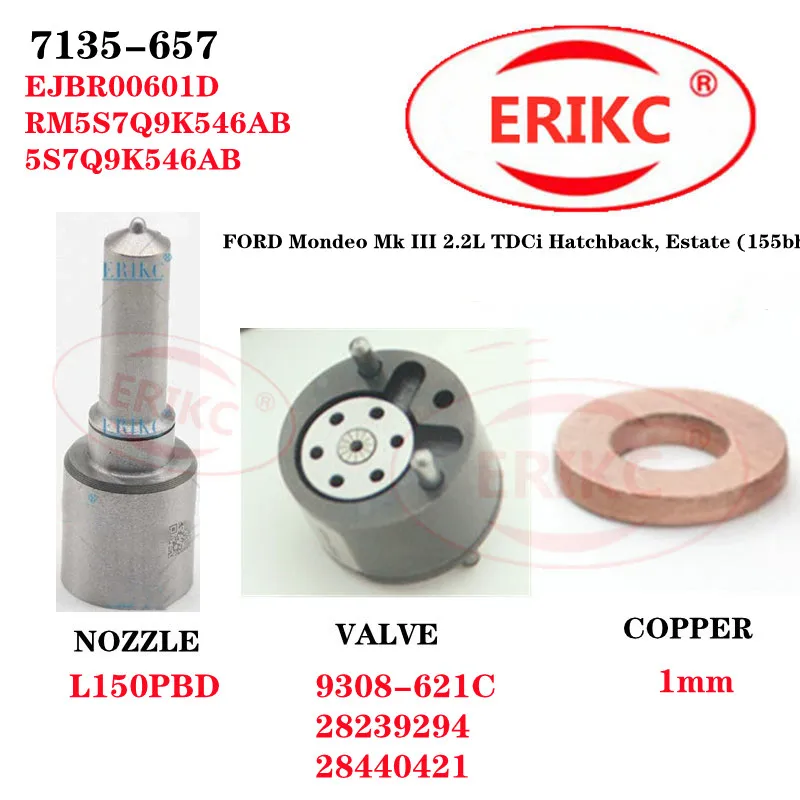 ERIKC Repair Kit 7135-657 Nozzle L150PBD Valve 9308-621C Auto Accessory Injectors ForEJBR00601D Mondeo Mk III 2.2L TDCi Hatchba