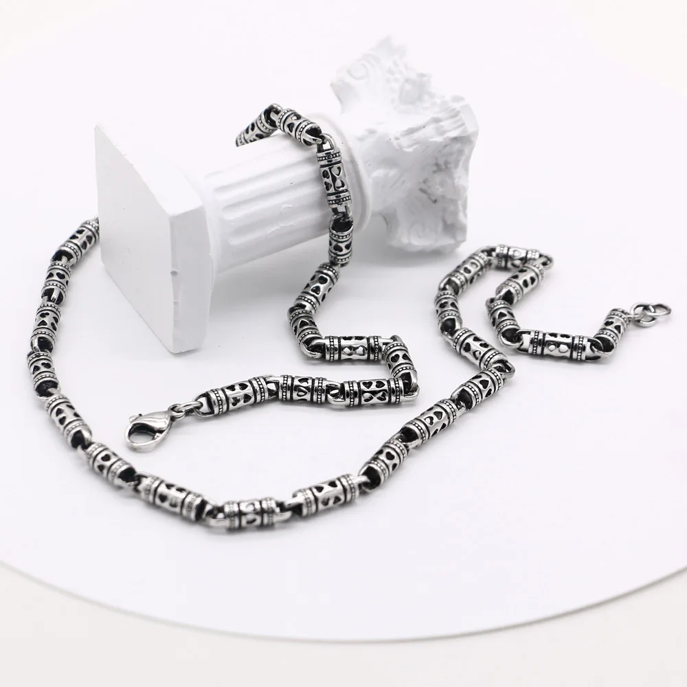 Vintage Fashion Classic round tube Chain Necklace Men 925 Sterling Silver Long Necklace For Men Women Chain Men Necklace Jewelry