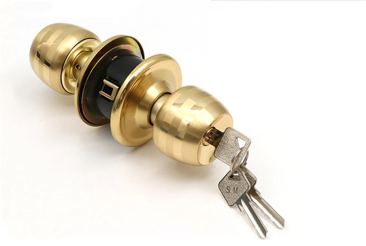 RONGYAO Gold Silver Door Locks Round Ball Privacy Door Knob Set Bathroom Handle Lock Stainless Steel Door Hardware Accessories