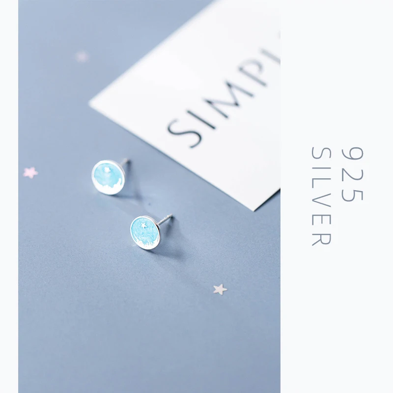 Modian 925 Sterling Silver Round Abstract Style Stud Earrings for Women Enamel Fashion Stars Fine Jewelry Pendientes 2020 New