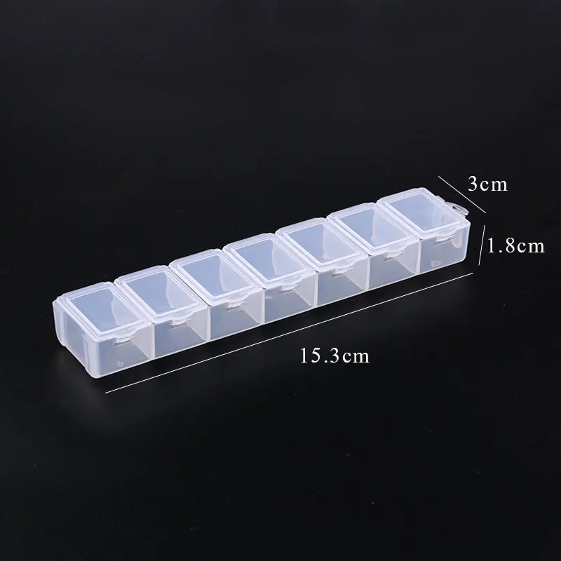 7 slots rectangle Jewelry Container Compartment Plastic Storage Box Case jewelry box for Beads earrings packaging & display1PCS