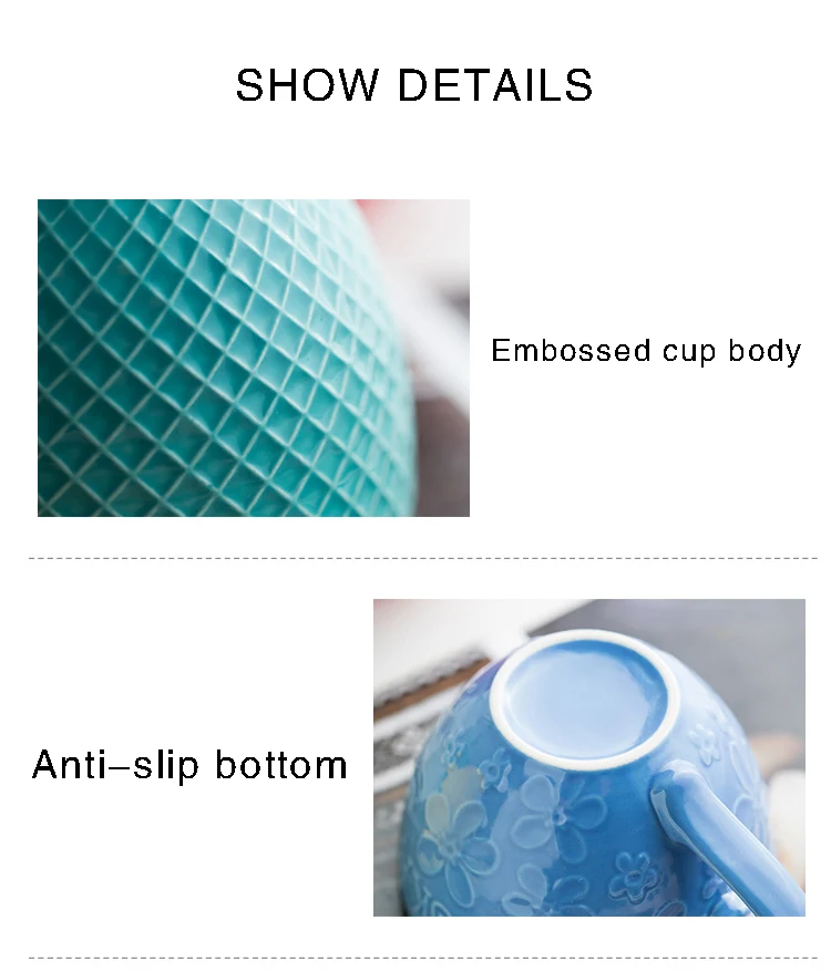 European Style Ceramic Coffee Cups Milk Tea Breakfast Mug Cappuccino Flower Cups Latte Kitchen Tableware High-grade