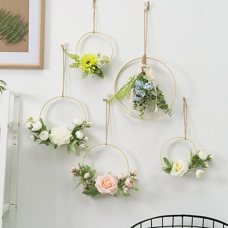 Home DIY Dream Catcher Ring Embroidery Hoop Bamboo Wooden Art Craft Hanging Flower Wreath Birthday Party Wedding Decorations