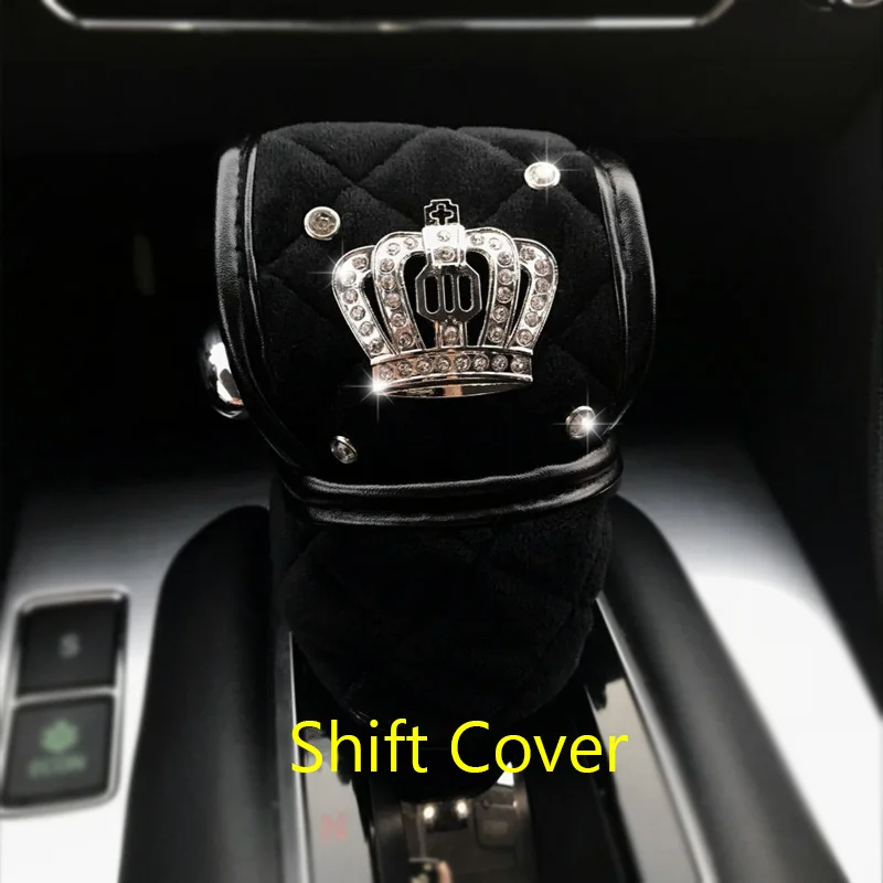 Winter Plush Diamond Crystal Crown Car Steering Wheel Cover Rhinestone Auto Car Steering-Covers Cases Car Interior Accessories