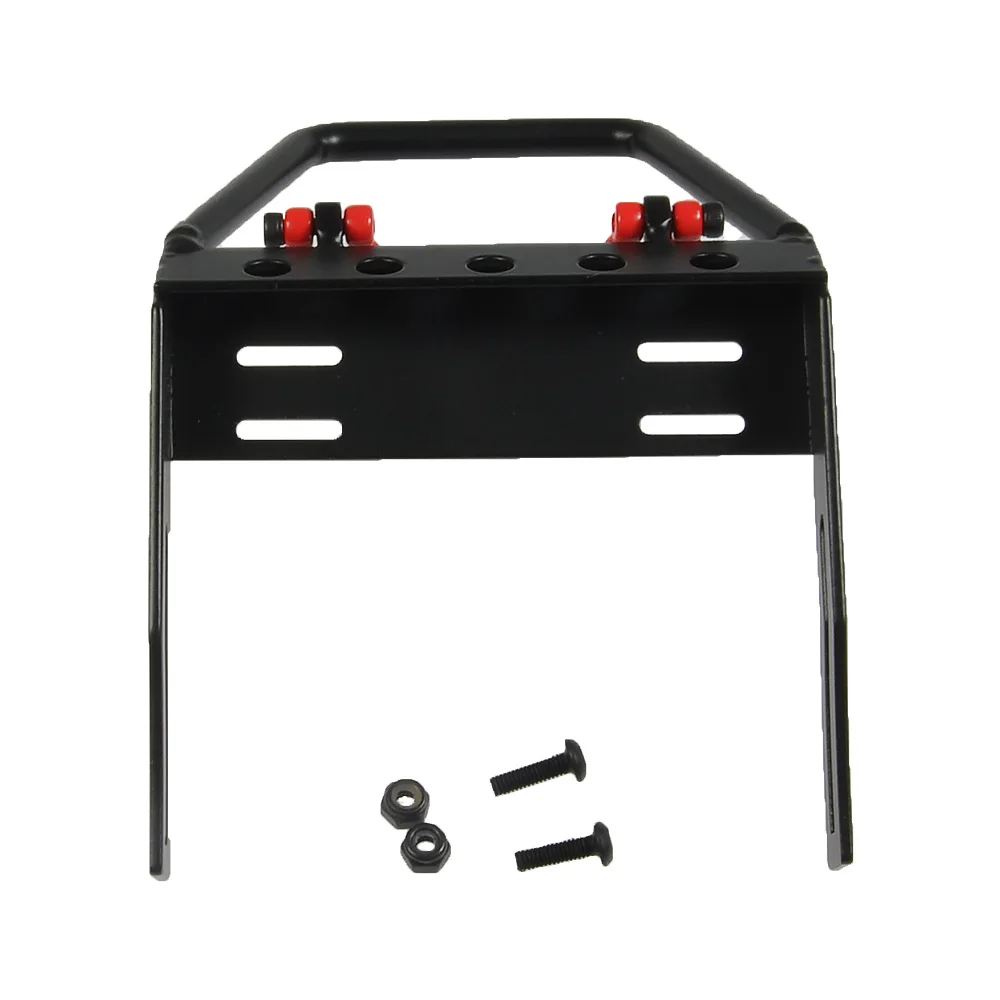 Yeahrun Black Metal Steel Voorbumper Met Lier Mount Boeien Voor Axiale Scx10 Ii 90046 1/10 Rc Rupsauto 'S