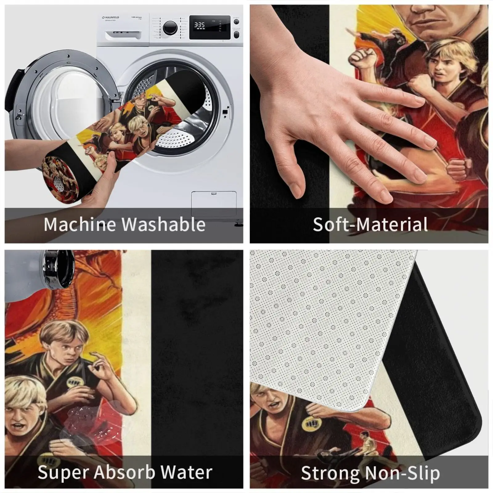 80s فنون الدفاع عن النفس فيلم السجاد حصيرة البساط وسادة لينة الكاراتيه كوبرا كاي دوجو الكاراتيه طفل كاليفورنيا شجرة بونساي Est 1984