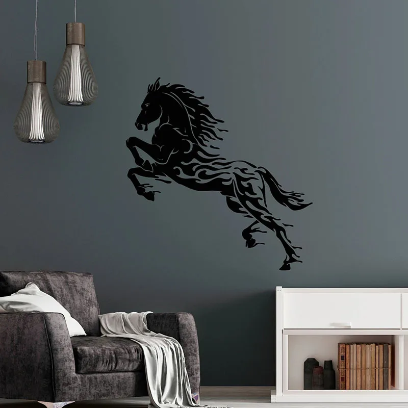 Horse Silhouette Wall Decal Water Drops Abstract Animal Stallion Mustang Wild Spirit Vinyl Window Sticker Living Room Decor E035