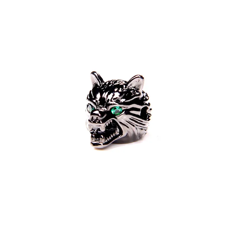 3D High quality Gun Black Wolf Alsatian dog head beads metal loose spacer beads charm for jewelry making bracelet handmade diy