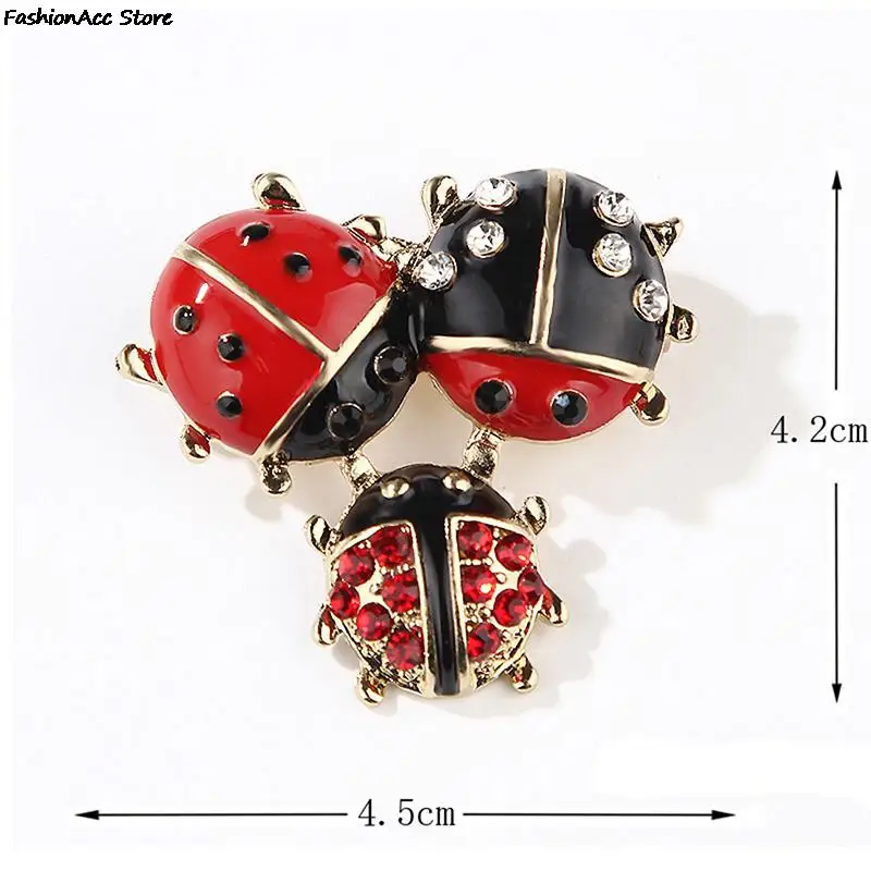 Fashion Enamel Red Ladybug Brooches for Women Cute Insect Rhinestone Brooch Pin Fashion Jewelry Christmas Gift Kids Ornament