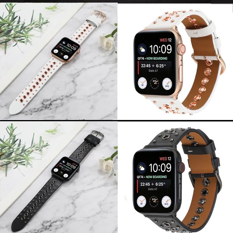 Leather Belt Strap For Apple Watch Bands 7 6 5 4 3 41mm 45mm 38/42mm bracelet For iWatch Band series 7 5 4 40mm 44mm Watchbands