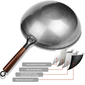 Traditioneller ohne Eisenwok, geschmiedete Hand, Panwooden Küchenfaust, Gapfift, Pin 12 Hauptverkauf Pan Wok Iron - №10