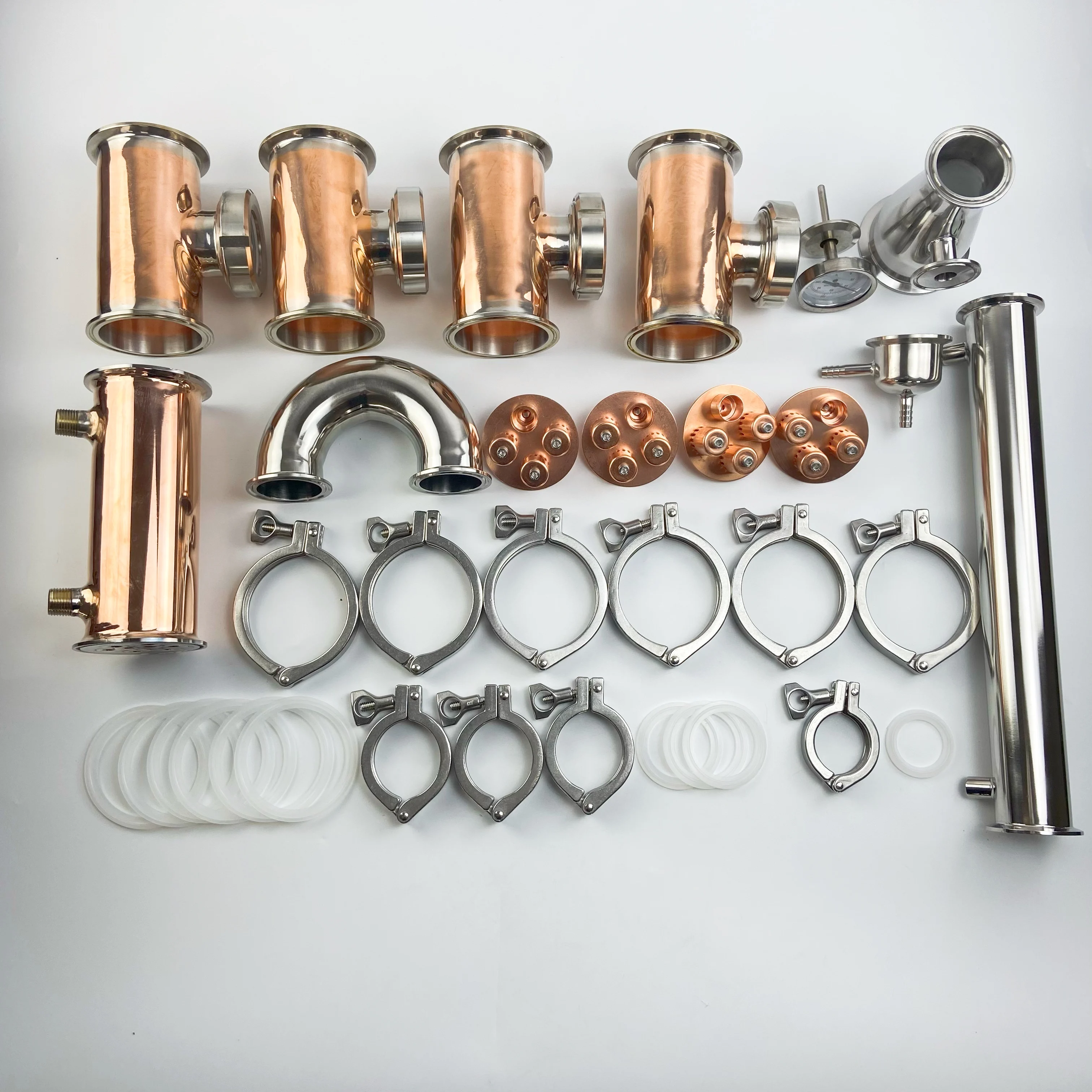 Imagem -03 - Mix Copper Distiller Coluna Refluxo Tower Combinação Cobre Bubble Plate Sets 304 tipo 76 mm Od91 Aço Inoxidável