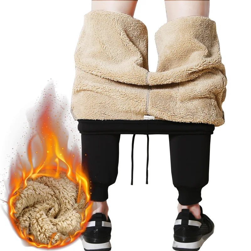 

Cashmere Sweatpants Lamb wool Plus Size Men Joggers Track Pants Elastic Waist Sport Casual Trousers Fitness Clothing Black Grey