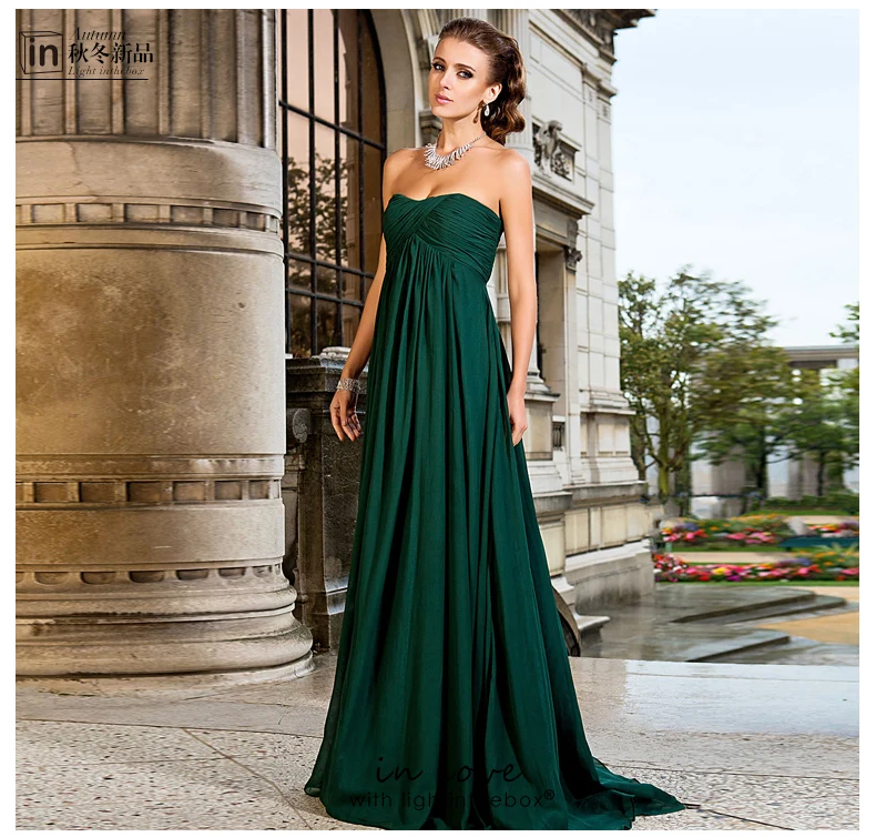 

free shipping cheap robe de soiree vestido de festa longo 2022 new style green long chiffon imported party bridesmaid Dresses