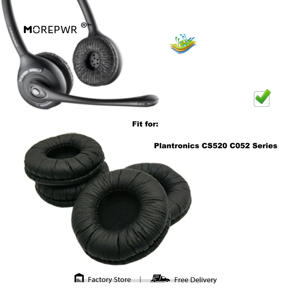 

Morepwr Replacement Ear Pads for Plantronics CS520 C052 Series Headset Parts Leather Earmuff Earphone Sleeve Cover