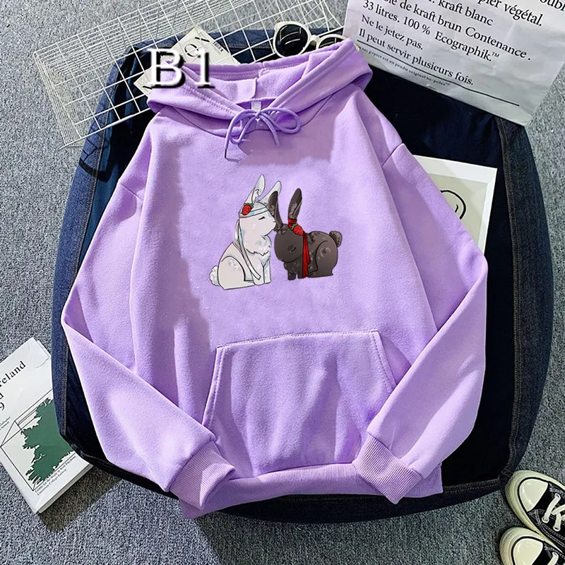 

Anime Mo Dao Zu Shi Hoodie Women Streetwear Harajuku The Untamed Wangxian bunnies Hooded Loose Long Sleeve Men Sweatshirts Tops