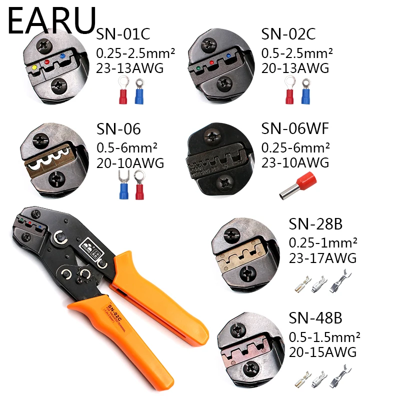 

Crimping Pliers SN-48B SN-28B With 5 Jaw For 2.8 4.8 C3 XH2.54 3.96 2510 Tube Insuated/non Insuated Terminals Brand Mini Tools